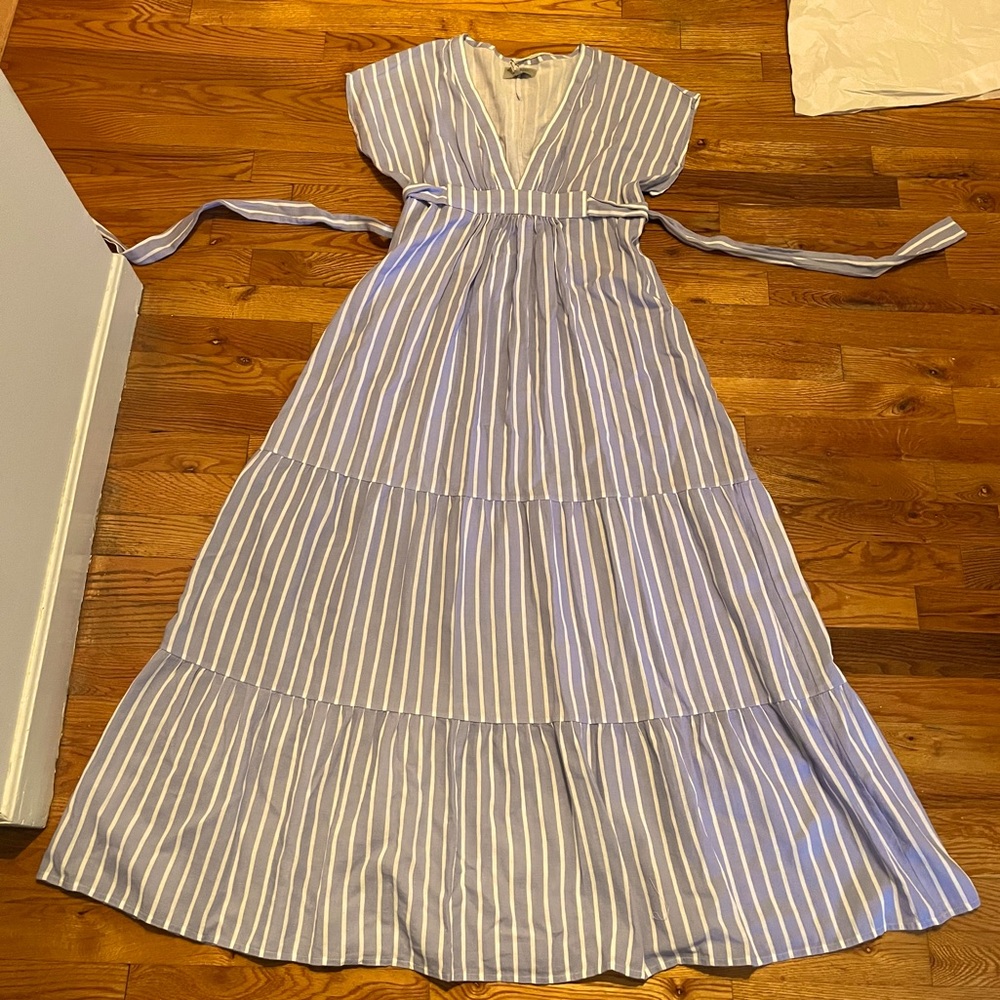 Never worn Leallo beachy blue stripe dress